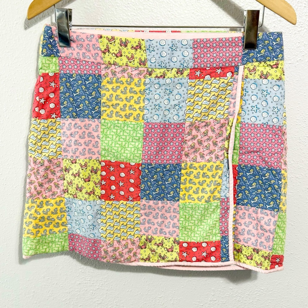 Vineyard Vines faux wrap cotton skirt logo size 4 patchwork style